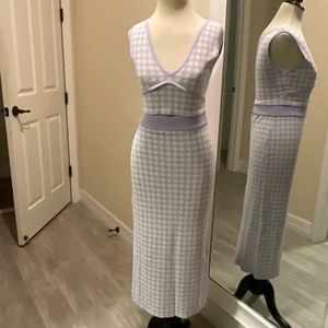 Zara Size M Knit 2 piece Purple and White Skirt and Crop Top